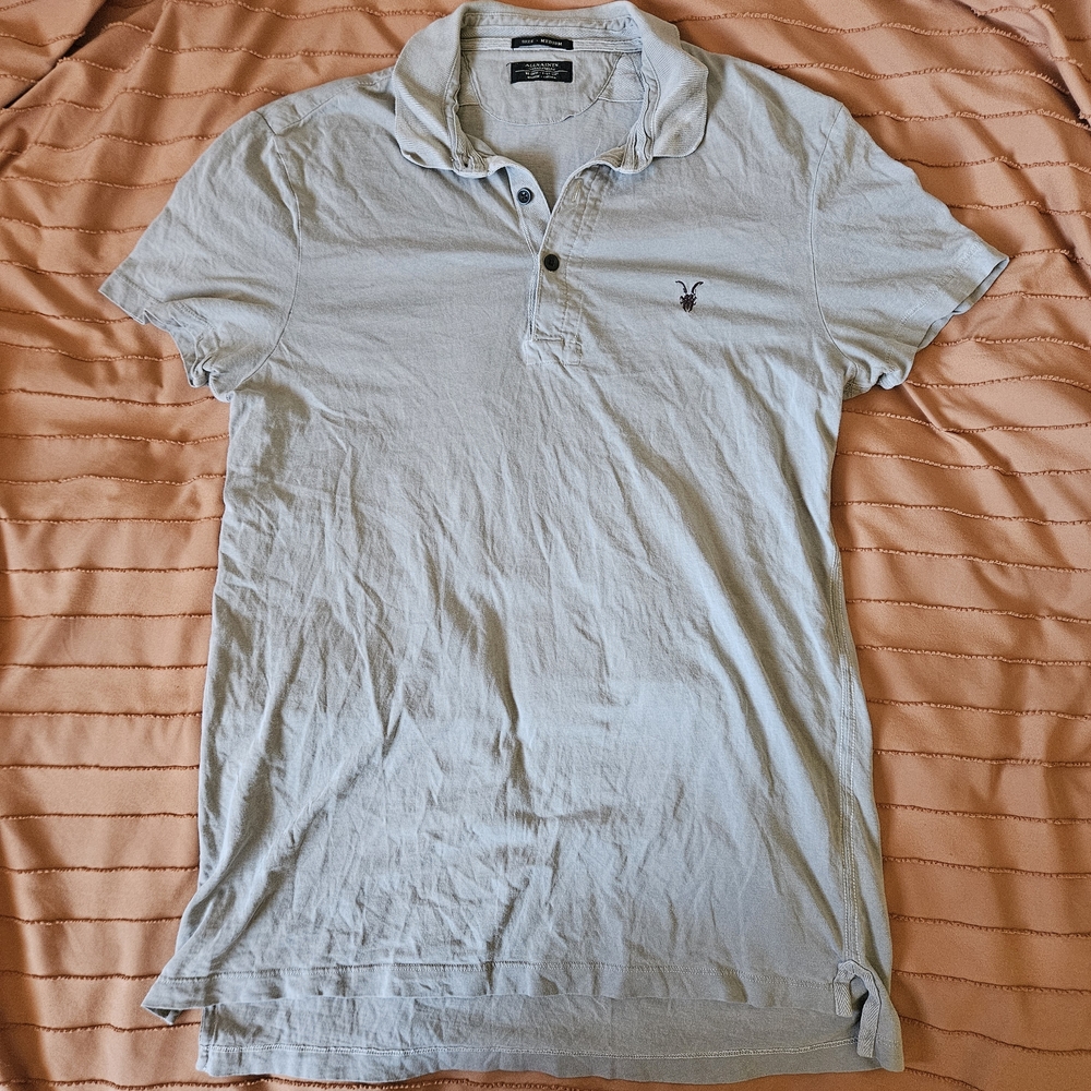 All Saints Light Gray Polo Shirt
